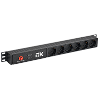 PH30-06D-41 ITK PDU с АВР 6 розеток Schuko 1U без шнура 2 вх. C14