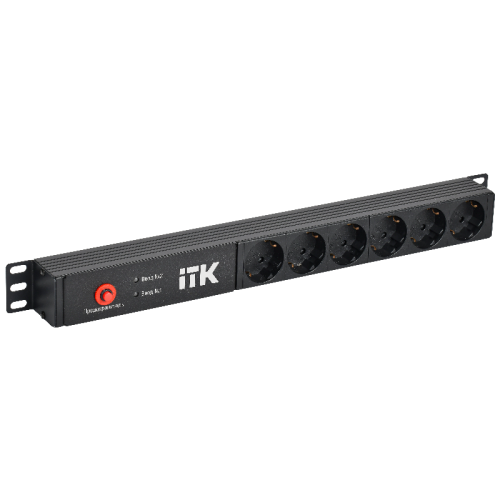 PH30-06D-41 ITK PDU с АВР 6 розеток Schuko 1U без шнура 2 вх. C14