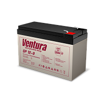 GP12-9 Батарея Ventura серия GP, GP12-9, напряжение 12B, емкость 9Ач (разряд 20 часов), макс. ток заряда 2.25А, свинцово-кислотная типа AGM, клеммы T2, ДШВ 151х65х100мм, вес 2.5кг/ Ventura battery GP series, GP12-9, voltage 12V, capacity 9Ah (discharge 20
