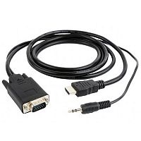 A-HDMI-VGA-03-6 Кабель Cablexpert HDMI-VGA A-03-6, 19M/15M + 3.5Jack, 1.8м, черный, позол.разъемы, пакет A-HDMI-VGA-03-6 (098021)