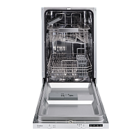BD4500 Встраиваемая посудомоечная машина узкая, 45 см, 4 программы, 10 комплектов, LED индикация, таймер 3-6-9, А+АА, 49 дБ уровень шума, регулировка корзины по высоте, 9л потребление воды, 448х550х815 мм.