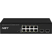 NS-SW-8G2G-P PoE коммутатор Fast Ethernet/ PoE коммутатор Gigabit Ethernet на 8 RJ45 + 2 SFP порта. Порты: 8 х GE (10/100/1000 Base-T) с поддержкой PoE (IEEE 802.3af/at), 2 x GE SFP (1000 Base-T). Соответствует стандартам PoE IEEE 802.3af/at. Автоматическ