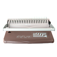 БП13пск Переплетчик ГЕЛЕОС БП-13+ коричневый на пластиковую пружину, А4, ручная перфорация 13 листов, переплет макс до 500 л., глубина перфорации 2 мм