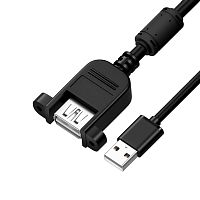 GCR-57666 GCR PRO Удлинитель PROF 3.0m USB 2.0 AM /AF крепление под винт, черный, ферритовое кольцо, медь, экран, армирование, заземление, GCR-57666
