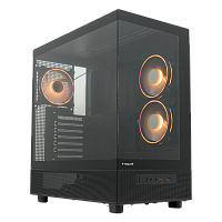 F710-TGBK-ARGB Корпус без блока питания/ Case HSPD F710, Panoramic Mid Tower, Black, TG, 0.5 SPCC, 3x120mm ARGB (FN027) E-ATX, ATX, mATX, mITX 185/395/270mm 2x2.5", 1x3.5", 7xPCI 2xUSB-A 3.0 435x230x457mm