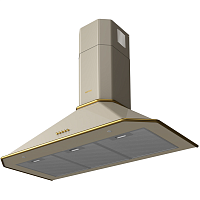 KHC9839RGB Вытяжка Korting/ Кухонная вытяжка, Настенная вытяжка, Ширина 90 см, Мощность: 850 м3/ч, 3 режима, Механическое кнопочное управление, Алюминиевые жировые фильтры, 2 LED лампы освещения, цвет - слоновая кость, профиль рамок и кнопки - золото