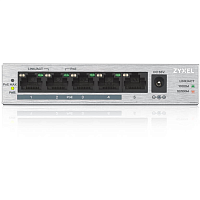 GS1005HP-EU0101F Коммутатор/ ZYXEL GS1005HP Switch PoE +, 5xGE (4xPoE +), desktop, metal, silent, PoE budget 60 W