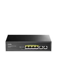 GS1006P Коммутатор/ 6-Port 10/100/1000M PoE+ Switch, 4-Port 10/100/1000 BASE-T Gigabit PoE+ ports, 2-Port 10/100/1000 BASE-T Gigabit Uplink ports, 802.3at/af, VLAN mode support for port #1 ~ #4, Extend mode support for port #3 ~ #4, Fanless, ±4KV Surge Pr