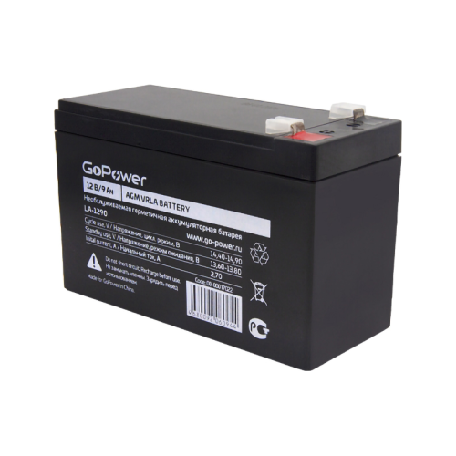 00-00017022 Аккумулятор свинцово-кислотный GoPower LA-1290 12V 9Ah (1/5) 00-00017022 Аккумулятор свинцово-кислотный GoPower LA-1290 12V 9Ah (1/5)