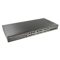 SW-24G4X-L2 Коммутатор/ OSNOVO Управляемый L2+ коммутатор Gigabit Ethernet на 28 портов. Порты: 24 x GE (10/100/1000Base-T) + 4 x 1G/10G SFP+ Uplink. Консольный порт, Уровень управления L2+. Поддержка Jumbo Frame 12K, IGMP Snooping, DHCP-сервер, статическ