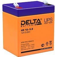 HR12-5.8 Батарея DELTA серия HR, HR 12-5,8, напряжение 12В, емкость 5.8Ач (разряд 20 часов), макс. ток разряда (5 сек.) 75А, макс. ток заряда 1.74А, свинцово-кислотная типа AGM, клеммы F2, ДxШxВ 90х70х101мм., вес 1.95кг., срок службы 8 лет./ Battery DELTA
