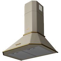 KHC6839RGB Вытяжка Korting/ Кухонная вытяжка, Настенная вытяжка, Ширина 60 см, Мощность: 850 м3/ч, 3 режима, Механическое кнопочное управление, Алюминиевые жировые фильтры, 2 LED лампы освещения, цвет - слоновая кость, профиль рамок и кнопки - золото