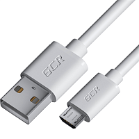 GCR-53360 GCR PRO QC Кабель 0.15m MicroUSB, белый, быстрая зарядка, 28/24 AWG, медь