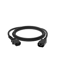 GCR-54326 GCR PRO Кабель питания удлинитель черный, 0.5m, С13 - С14, 3*0,75mm, медь