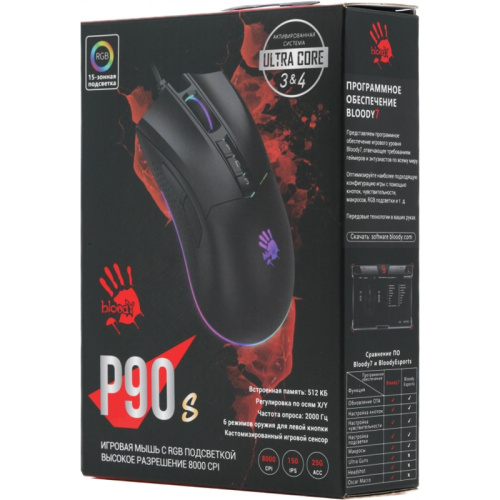 P90SSTONEBLACK Мышь A4Tech Bloody P90s черный оптическая 8000dpi USB 7but (P90S STONE BLACK) фото 16