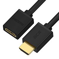 GCR-54448 GCR Удлинитель 5.0m HDMI-HDMI, M/F, поддержка 4K, Full HD, 10.2 Гбит/c, черный, 24K GOLD, 30/30 AWG, 2 Х экран