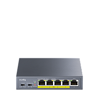 GS1005P Коммутатор/ 5-Port 10/100/1000M PoE+ Switch 60W, 5 10/100/1000M ports with 4POE+ Ports Unmanaged Switch with UL power adapter IEEE802.3af / IEEE802.3at, Watchdog, 60W External