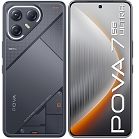 LJ9256+8GEEKBLACK Смартфон Tecno Pova 7 Ultra 5G 256Gb 8Gb черный моноблок 3G 4G 2Sim 6.67" 1260x2800 Android 15 108Mpix 802.11 a/b/g/n/ac/ax NFC GPS GSM900/1800 Protect