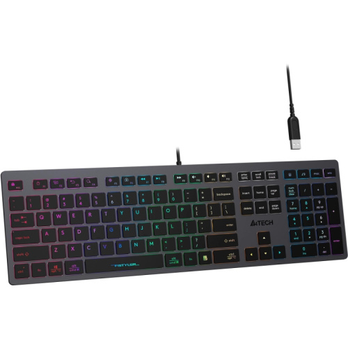 FX60HGREY/NEON Клавиатура A4Tech Fstyler FX60H серый USB slim LED (FX60H GREY/NEON) фото 5