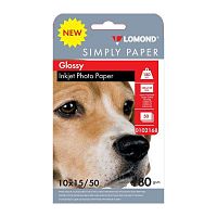 Бумага Lomond Simply 0102168 10x15/180г/м2/50л./белый CIE148% глянцевое для струйной печати