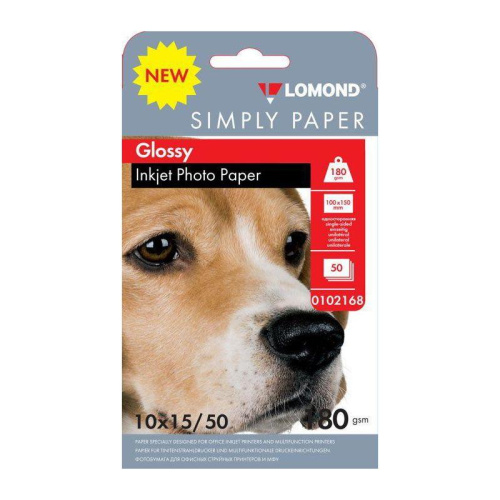 Бумага Lomond Simply 0102168 10x15/180г/м2/50л./белый CIE148% глянцевое для струйной печати Бумага Lomond Simply 0102168 10x15/180г/м2/50л./белый CIE148% глянцевое для струйной печати