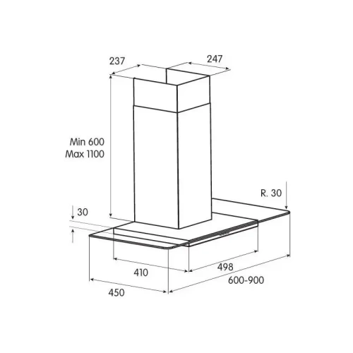 MOLLYP90INX-PRF0004050A Вытяжной шкаф JET AIR/ Т-образная, 90 см, 700м3/ч, Нержавеющая сталь + прозрачное стекло фото 3