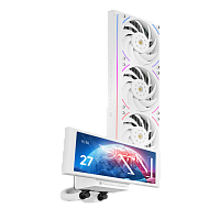 T-VISION-WH-360-ARGB Водяное охлаждение для процессора/ Water Cooling System Thermalright Trofeo Vision 360 (360mm, LED, White, ARGB/ Fans: 3x120mm, 69CFM, 27dBA, 2150RPM/ Pump height 102mm, 6400RPM, Rad thickness 27mm/ S: 1700, 1200, 1851, 115X, 2011, 20
