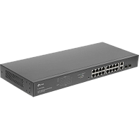 TL-SG1218MPE Коммутатор/ 18-port Gigabit PoE Smart switch, 16 RJ45 PoE ports 10/100/1000Mbps, 2 Gb combo SFP slots, PoE budget 250W