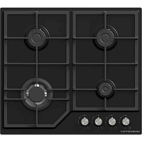 Варочная поверхность Kuppersberg/ Варочная поверхность Kuppersberg, газовая, High-Tech, 61 см, автоматический электроподжиг, газ-контроль, механическое управление, конфорки REMAY, цвет черный, цвет фурнитуры черный/нержавеющая сталь