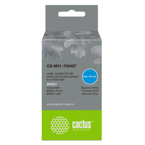 -/ Картридж ленточный Cactus CS-M21-750427 черный для Brady BMP21-PLUS, BMP21-LAB -/ Картридж ленточный Cactus CS-M21-750427 черный для Brady BMP21-PLUS, BMP21-LAB