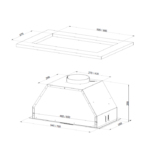 INTRO60X Встраиваемая вытяжка Kuppersberg/ 54х17х28 см, 650 м3/ч, High-Tech, нерж. сталь фото 5