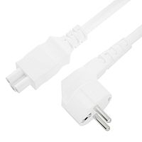 GCR-54429 GCR PRO Кабель питания PROF белый, 1.0m, евровилка угловая Schuko - С5, 3*1,0mm, медь, GCR-54429