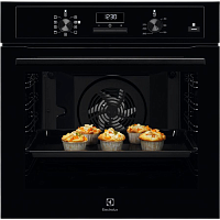 EOF5C50BZ Встраиваемая электрическая духовка ELECTROLUX/ Духовой шкаф SurroundCook, основной цвет - черный, утапливаемые переключатели, таймер отключения, отложенный старт, будильник, хромированные направляющие из нержавеющей стали, телескопические направ