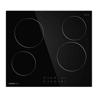 Встраиваемая электрическая панель HOMSair/ электрическая, 590х520х52 мм, сенсорное управление, 4 конфорки, стеклокерамика, черный цвет
