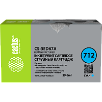 -/ Картридж струйный Cactus CS-3ED67A 712 голубой (29мл) для HP DJ T230/630