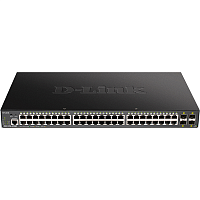 DGS-1250-52XMP/A1A Коммутатор/ DGS-1250-52XMP Smart L2 Switch 48x1000Base-T PoE, 4х10GBase-X SFP+, PoE Budget 370W, CLI, RJ45 Console