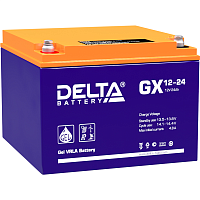 GX12-24 Батарея DELTA серия GX, GX 12-24, напряжение 12В, емкость 24Ач (разряд 20 часов), макс. ток разряда (5 сек.) 300А, макс. ток заряда 4.76А, свинцово-кислотная типа GEL, клеммы под болт М5, ДxШxВ 166х175х125мм., вес 8.3кг., срок службы 15 лет./ Batt