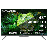 43G66G 43", Ultra HD, 250Nit, Google TV, DVB-T2/C/S2, 2.0 ch Sound 10W*2, 60Hz, 3 HDMI, 2 USB, Digital Audio Output, LAN, Composite output, CI, Выход для наушников, 2 Pole, безрамочный дизайн, 2025