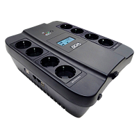 SPD-1100ULCDUSB ИБП SPD-1100U LCD, линейно-интерактивный, цифровой дисплей, 1100 ВA, 605 Вт, 4 евророзетки с резервным питанием, 4 евророзетки с фильтрацией, USB, защита RJ45/RJ11, батарея свинцово-кислотная 12В 9Ач, ШхГхВ 285х232х103мм, 7.8 кг/ UPS SPD-1