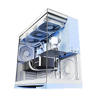 Корпус ПК без блока питания/ Case Geometric Future Model 5, Midi-Tower, TG, no fans, 2xUSB-A 3.0, 1xUSB 3.2 Type-C, E-ATX, ATX, mATX, mITX Light blue