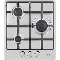 Газовая варочная панель HOMSair/ Газовая варочная панель HOMSair HGS433S, механическое управление, 3 конфорки, мощность конфорок 1700, 2600, 1000, автоподжиг, жиклеры, конфорки ALBEK (с матовыми крышками), ручки управления - круглые пластиковые (ножка - ч