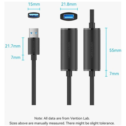 CBMBL Активный кабель-удлинитель Vention USB 3.0 AM/AF с усилителем - 10м Черный фото 2 CBMBL Активный кабель-удлинитель Vention USB 3.0 AM/AF с усилителем - 10м Черный фото 2