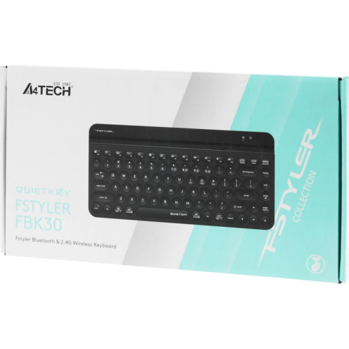 FBK30BLACK Клавиатура A4Tech Fstyler FBK30 черный USB беспроводная BT/Radio slim Multimedia (FBK30 BLACK) фото 13 FBK30BLACK Клавиатура A4Tech Fstyler FBK30 черный USB беспроводная BT/Radio slim Multimedia (FBK30 BLACK) фото 13
