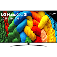 86NANO81A6A.ARUG Телевизор ЖК 86'' LG/ 86", Ultra HD, Nano Color, Smart TV, WebOS, Wi-Fi, DVB-T2/C/S2, MR, 60Hz Native, 2.0ch (20W), 2 HDMI, 2 USB, 1 Pole, Charcoal Black, 2025