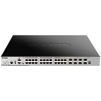 DGS-3630-28PC/A2ASI Коммутатор/ Managed L3 Stackable Switch 20x1000Base-T PoE, 4x10GBase-X SFP+, 4xCombo 1000Base-T PoE/SFP, PoE Budget 370W (740W with DPS-700), Surge 6KV, CLI, 1000Base-T Management, RJ45 Console, mini-USB Console, USB, RPS, Alarm RJ-45,