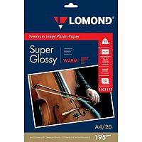 Фотобумага Lomond 1101111 A4/195г/м2/20л./тепло-белый супер глянец для струйной печати