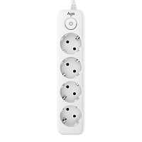 TP-FD4E-5m-white Cетевой фильтр AGNI плоский TP-FD4E-5m-white, 4 розетки Schuko, белый, кабель 5 метров, мощность нагрузки 4000 Вт, 16А, заземление, защита от короткого замыкания, сечение кабеля 3 х 1.5 кв.мм., размер 235x54x40 мм.
