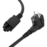 GCR-54409 GCR PRO Кабель питания черный, 5.0m, евровилка угловая Schuko - С5, 3*0,5mm, медь