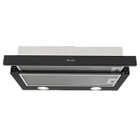 Loin60Noir Встраиваемая вытяжка MONSHER/ Встраиваемая вытяжка MONSHER, телескопическая, 60 см, High-Tech, макс. Производительность 650 м3/ч, 2 скорости, механическое управление, светодиодное освещение, уровень шума 53 дБ, цвет черный