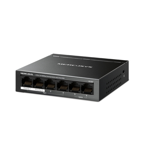MS106P Коммутатор/ 6-Port 10/100Mbps Desktop Switch with 4-Port PoE+ фото 2